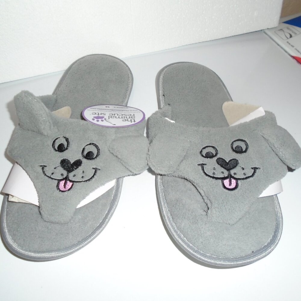NEW ANIMAL RESCUE SITE DOG PAW VELOUR SUPER SOFT SLIPPERS SHOES WOMENS SIZE 10